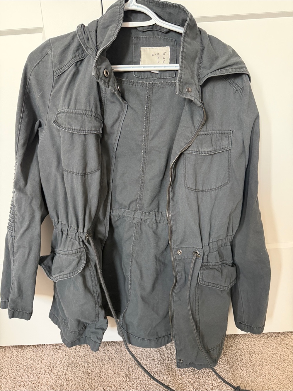 Washed Utility Jacket with Hood